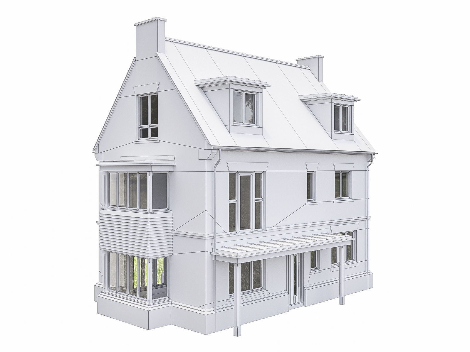 Neighborhood Houses P30 Low-poly 3D model_1