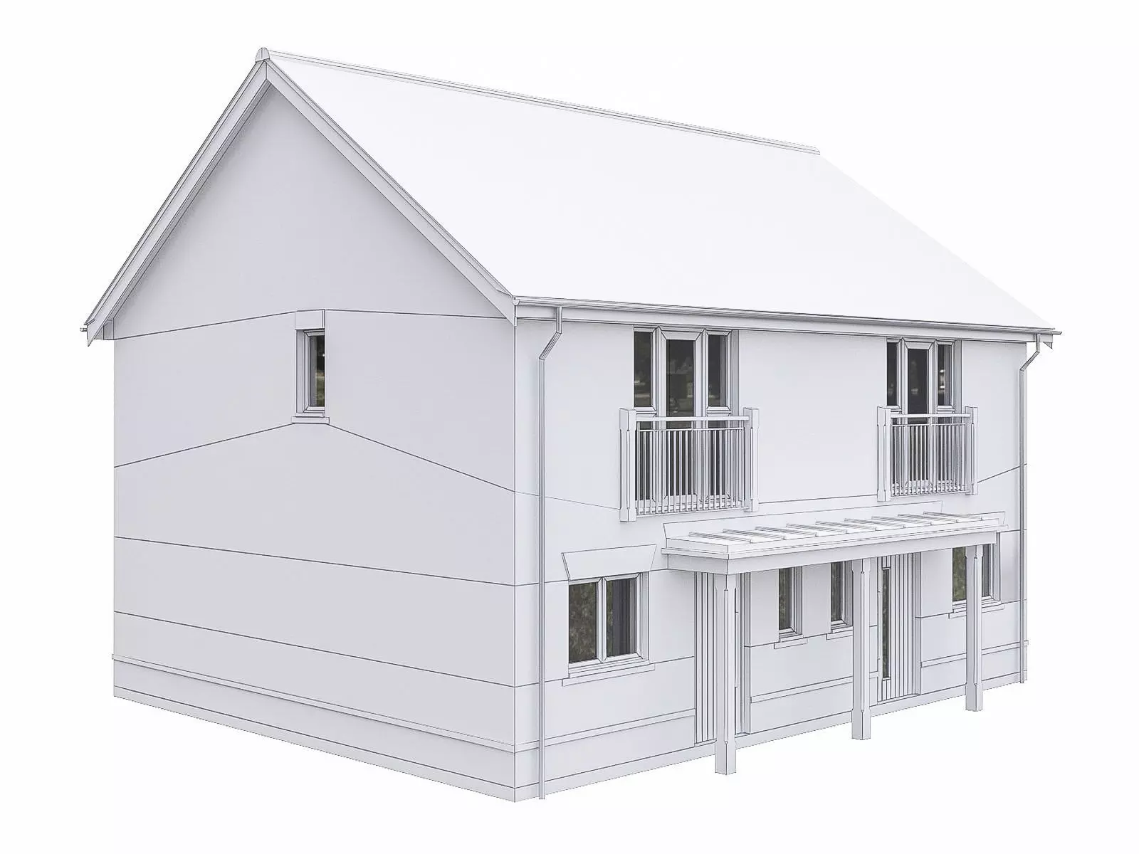 Neighborhood Houses P28 Low-poly 3D model_0
