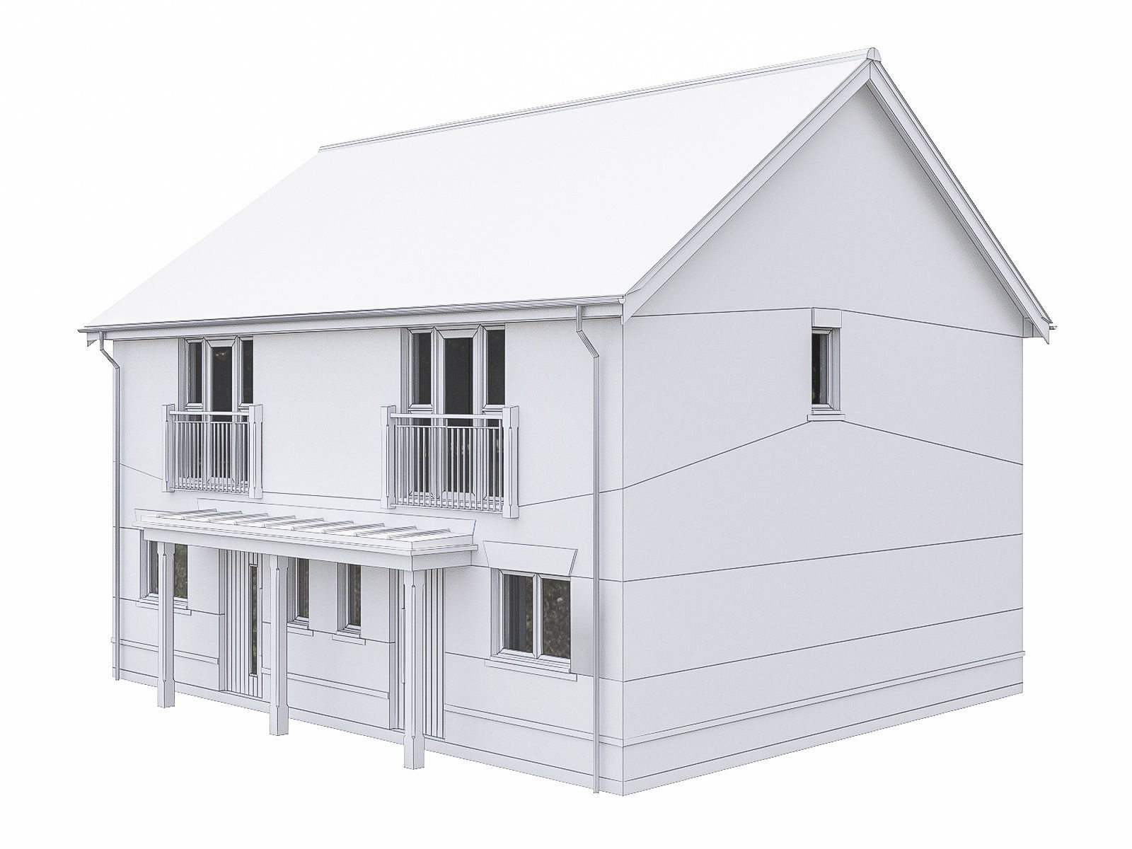 Neighborhood Houses P28 Low-poly 3D model_2