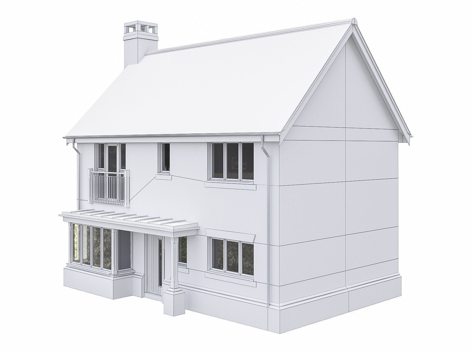 Neighborhood Houses P27 Low-poly 3D model_3