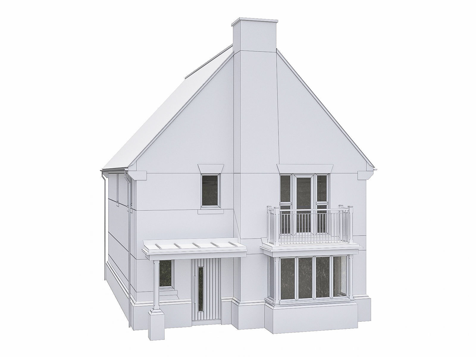 Neighborhood Houses P26 Low-poly 3D model_1