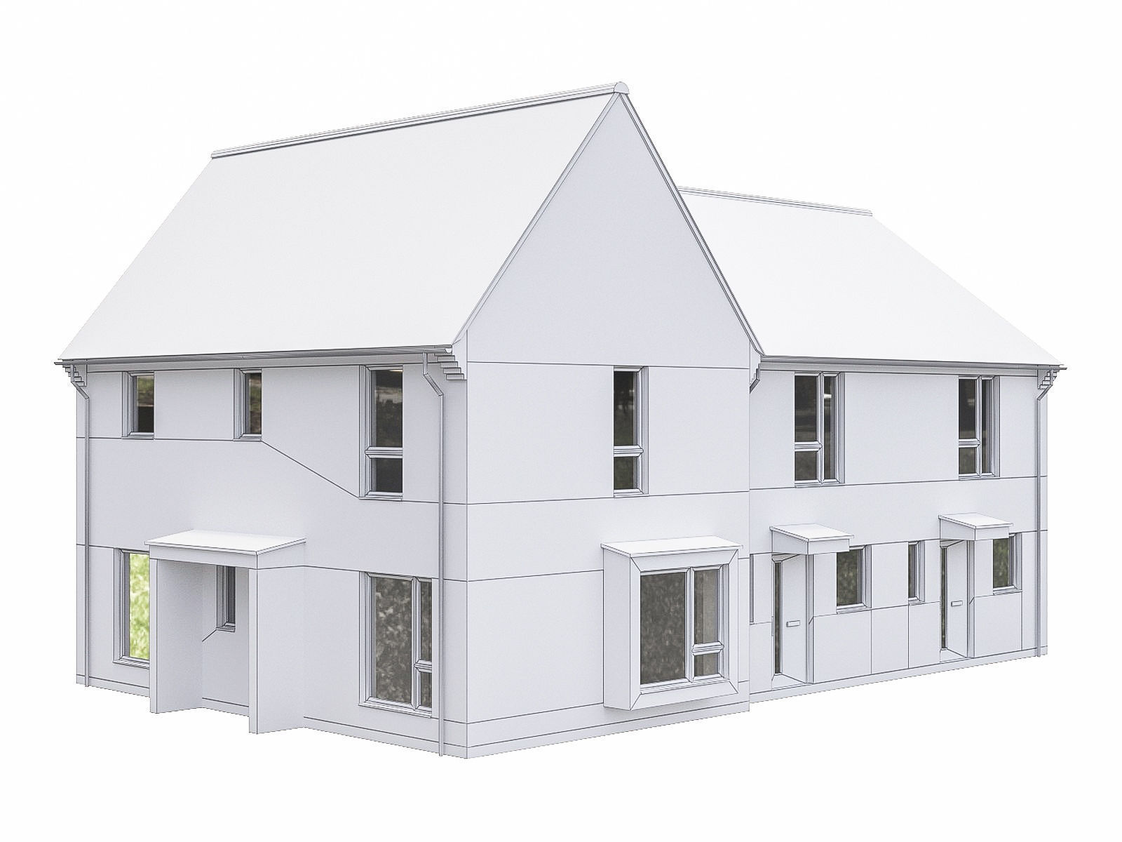 Neighborhood Houses P22 Low-poly 3D model_1