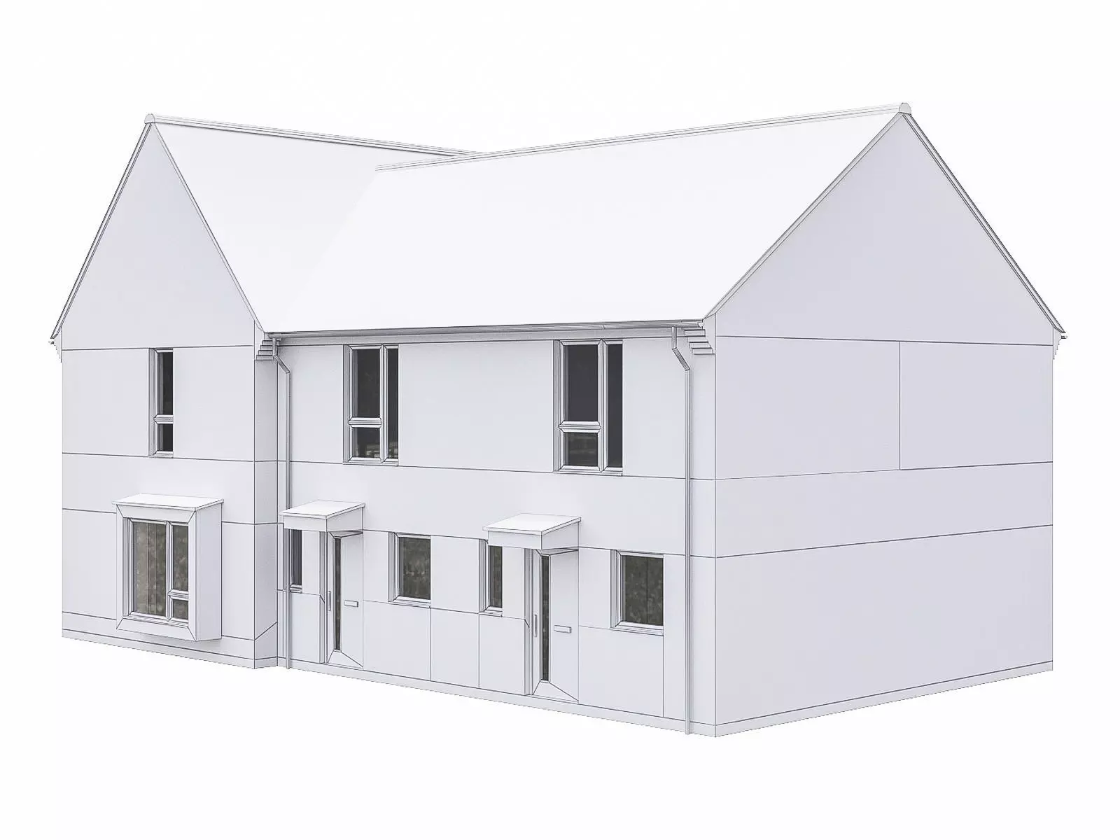 Neighborhood Houses P22 Low-poly 3D model_0