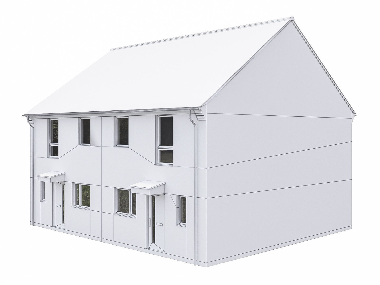 Neighborhood Houses P19 Low-poly 3D model_3