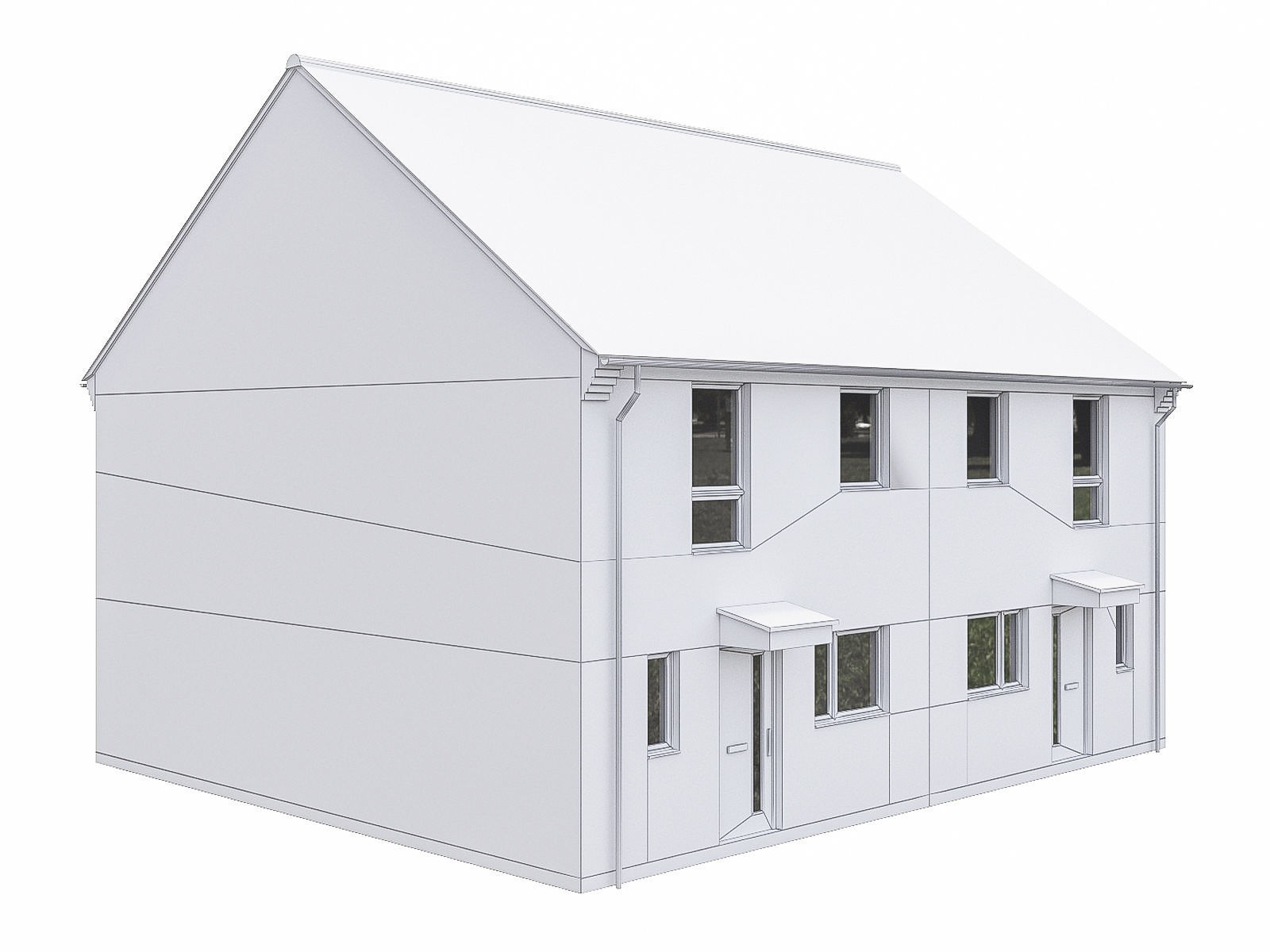 Neighborhood Houses P19 Low-poly 3D model_2