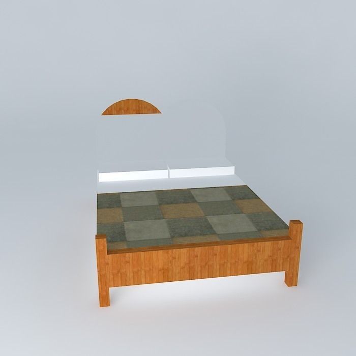 King size bed Free 3D model_2