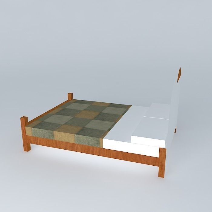 King size bed Free 3D model_1