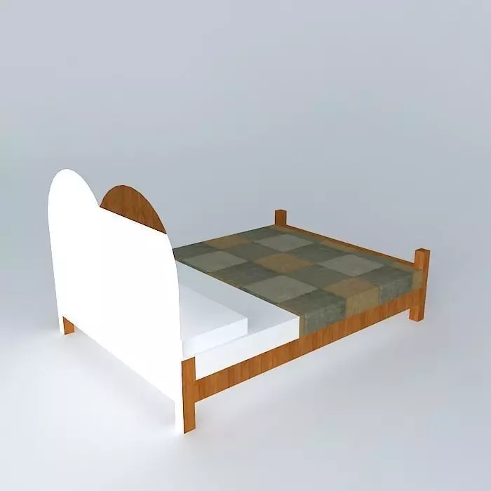 King size bed Free 3D model_0