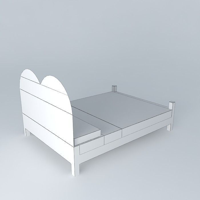 King size bed Free 3D model_3