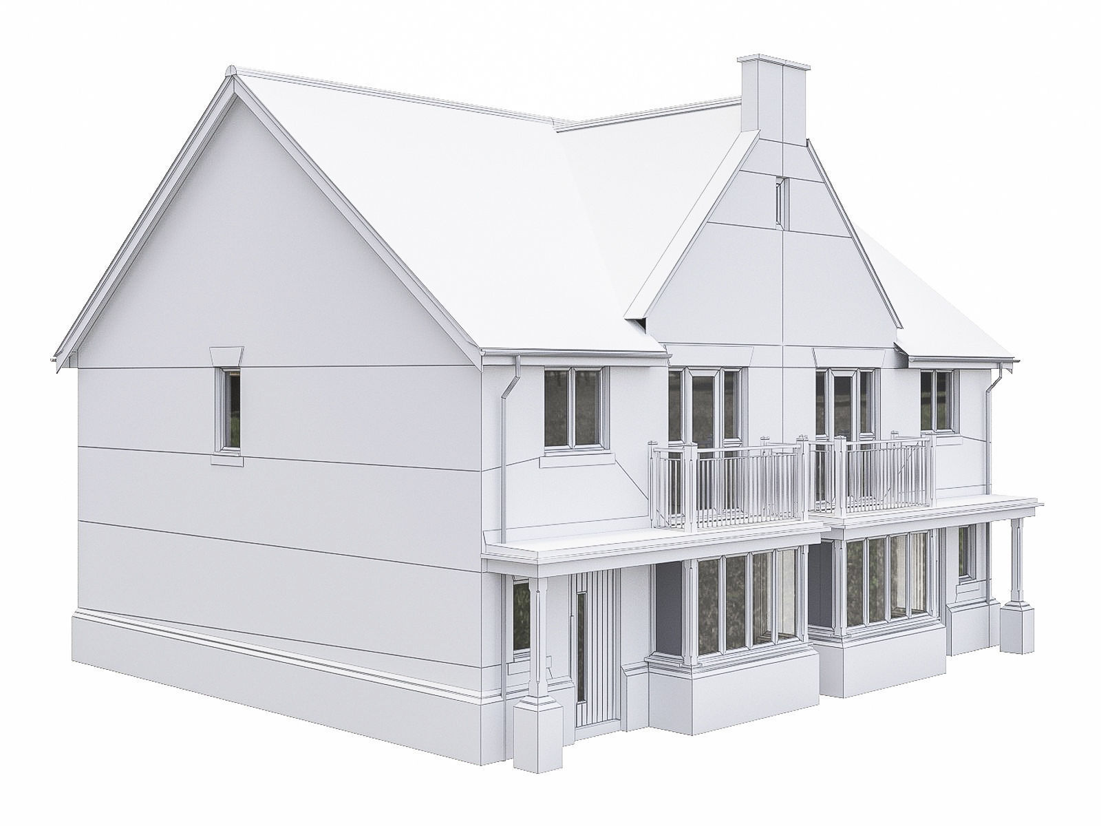 Neighborhood Houses P07 Low-poly 3D model_1
