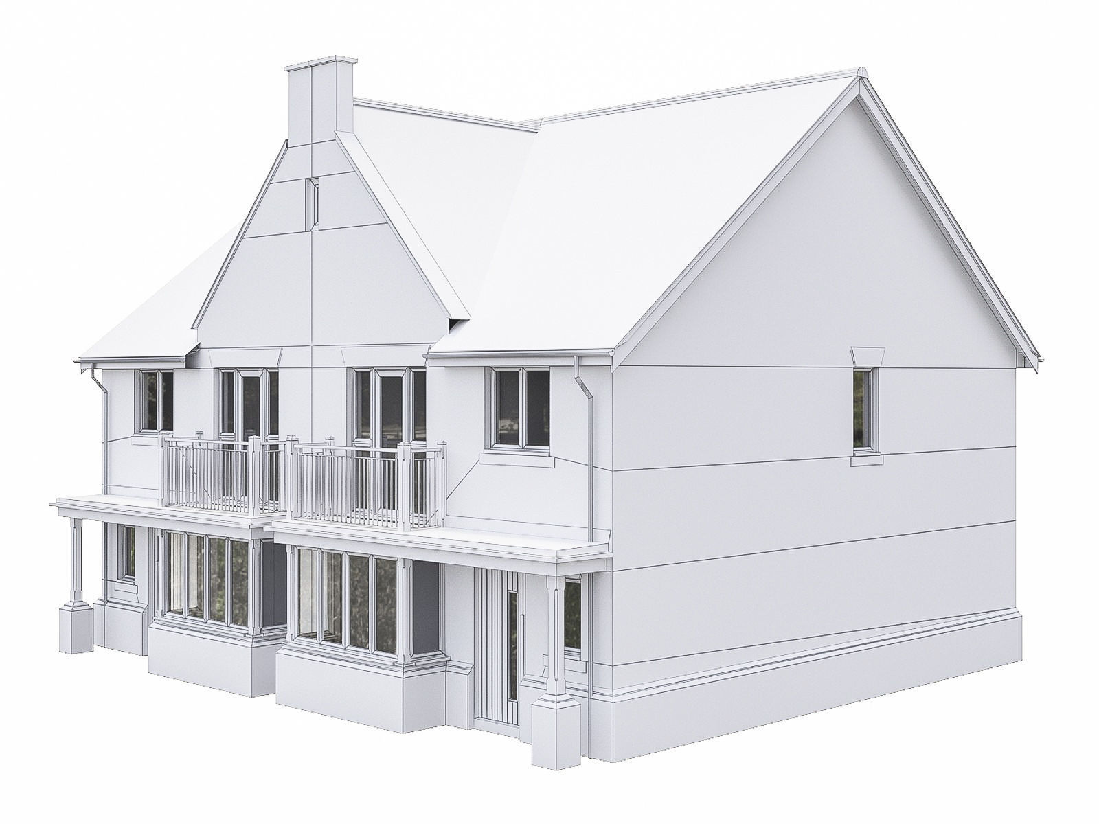 Neighborhood Houses P07 Low-poly 3D model_2