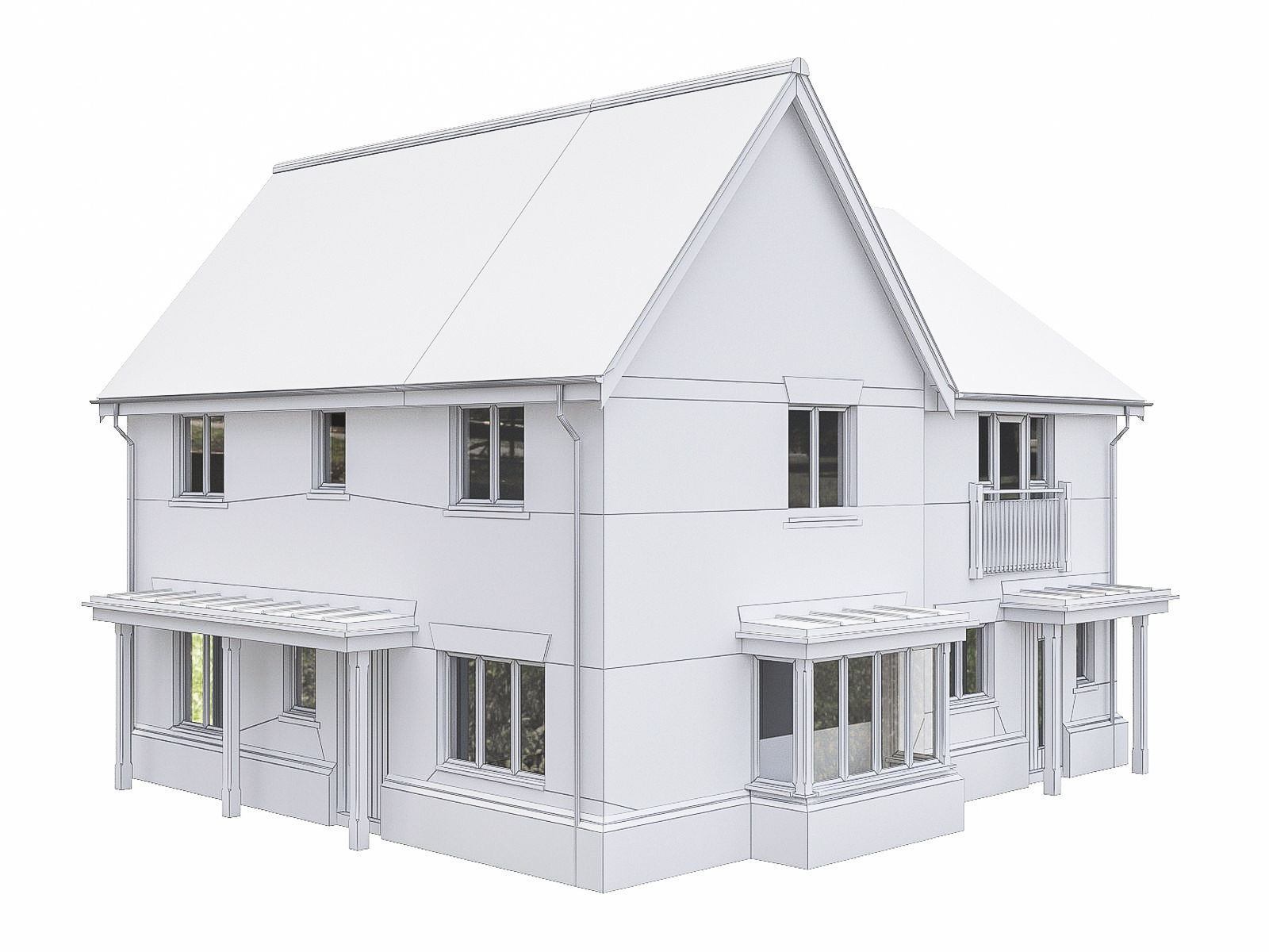 Neighborhood Houses P05 Low-poly 3D model_1