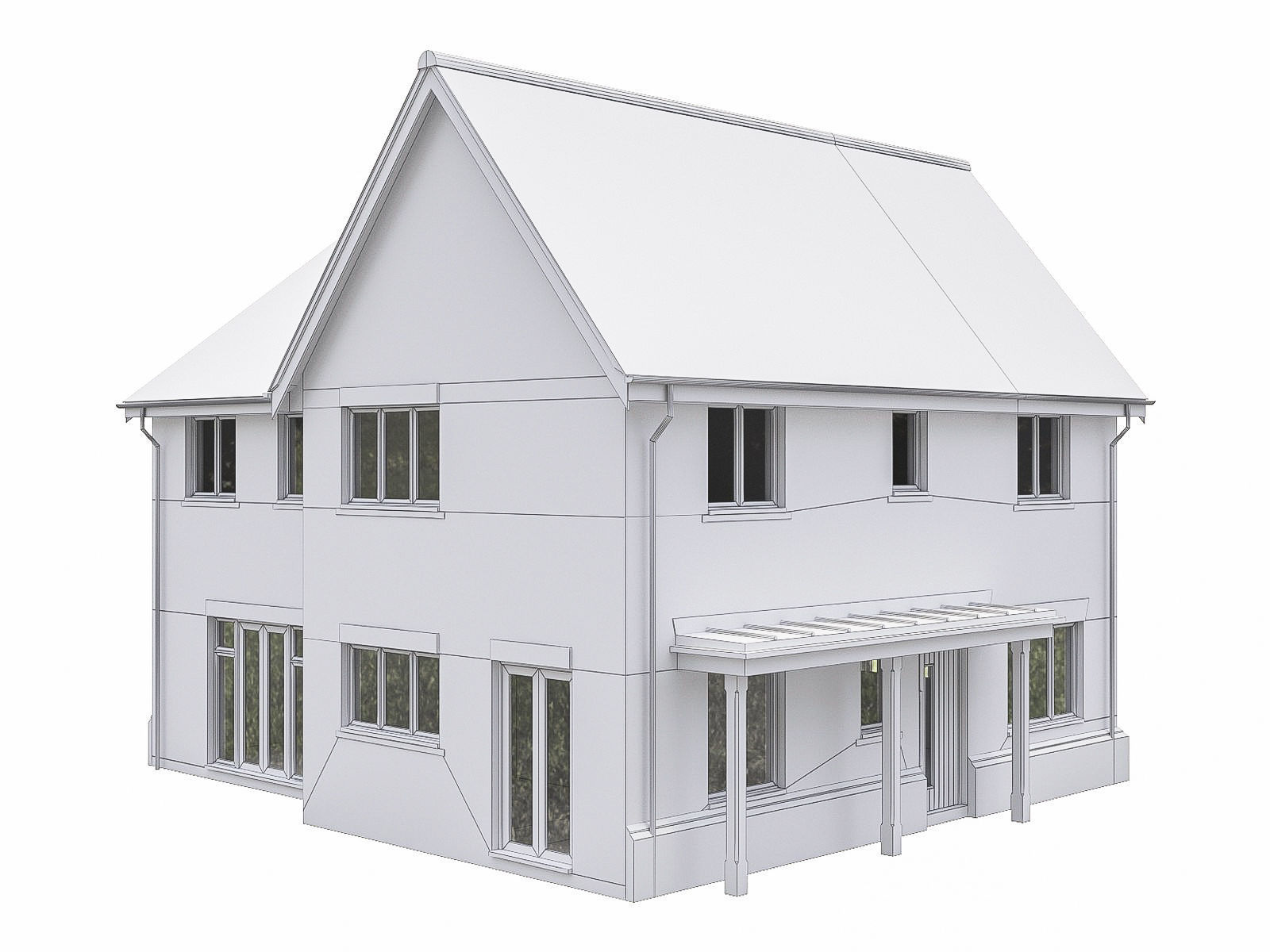 Neighborhood Houses P05 Low-poly 3D model_4