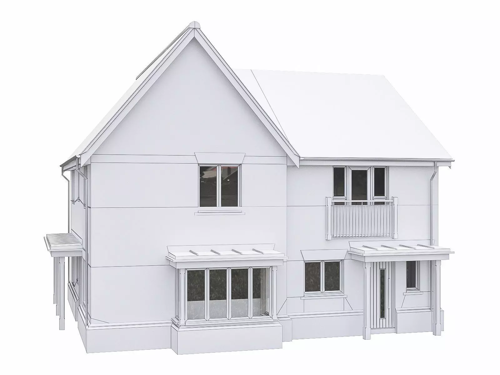 Neighborhood Houses P05 Low-poly 3D model_0