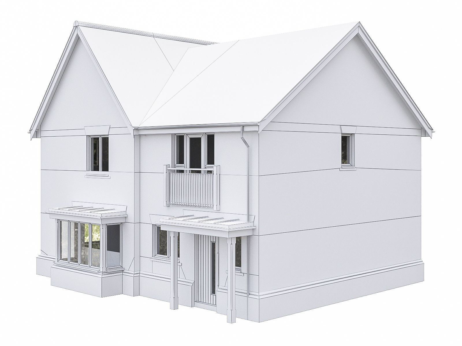 Neighborhood Houses P05 Low-poly 3D model_2