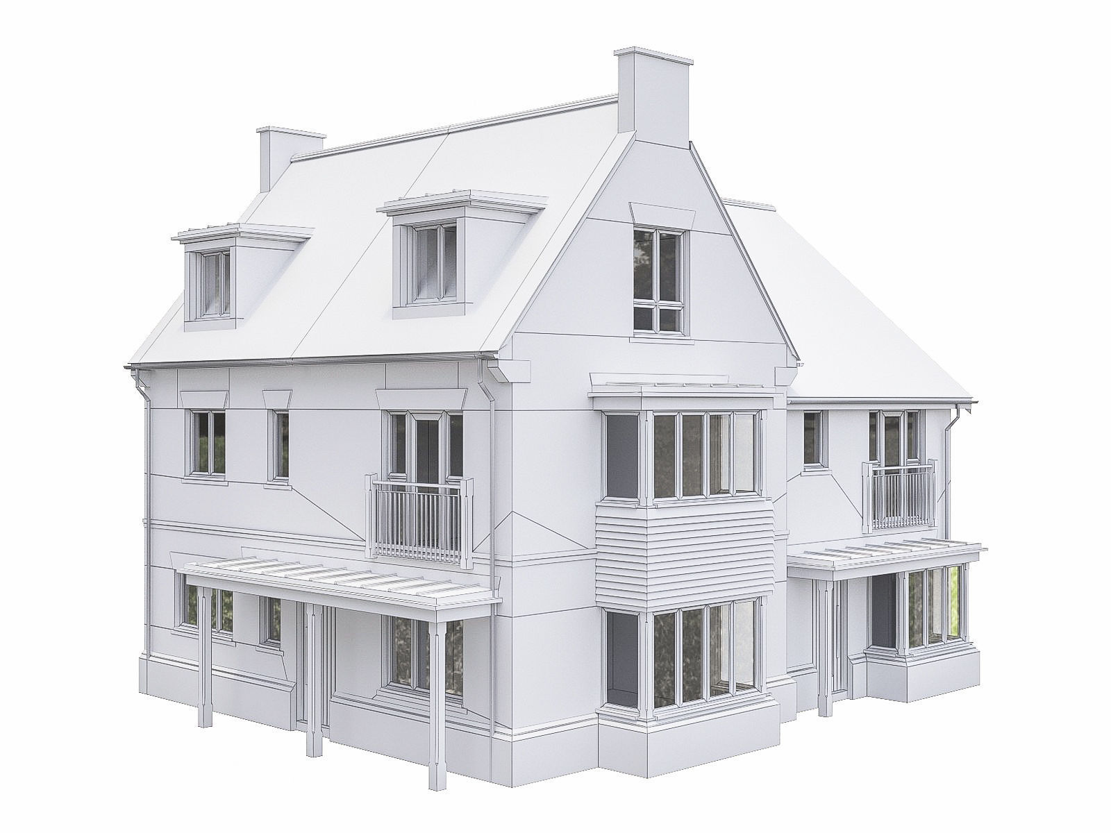 Neighborhood Houses P04 Low-poly 3D model_1
