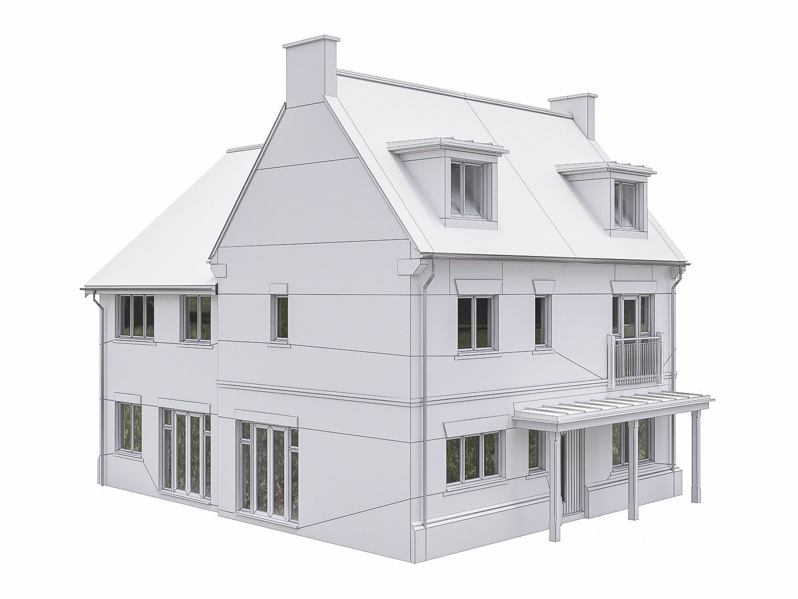 Neighborhood Houses P04 Low-poly 3D model_5