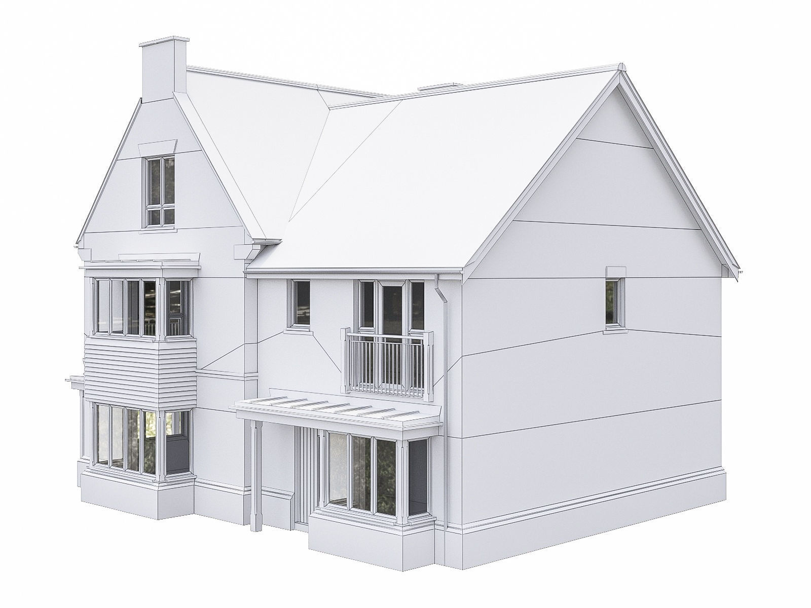 Neighborhood Houses P04 Low-poly 3D model_3