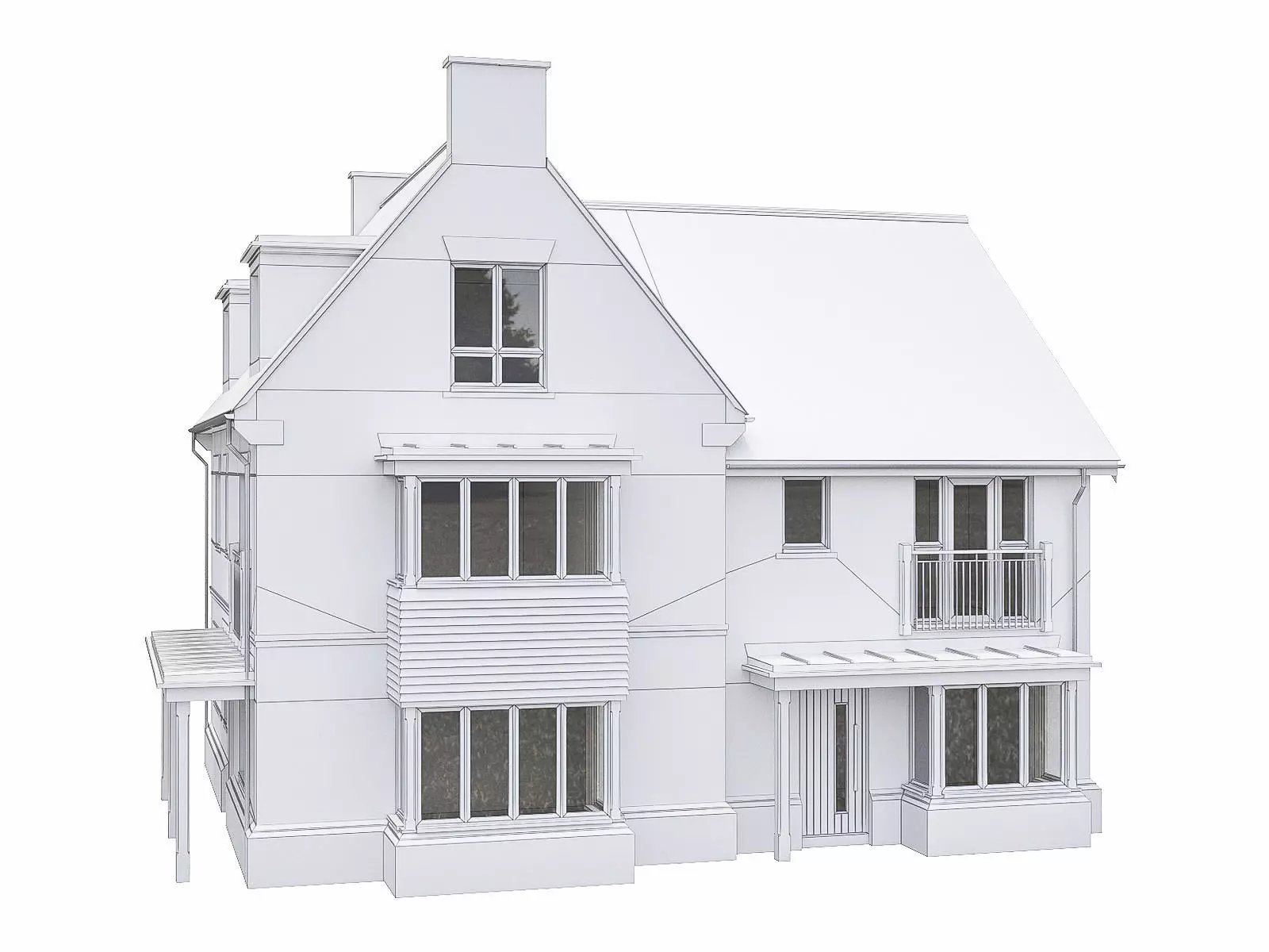 Neighborhood Houses P04 Low-poly 3D model_0