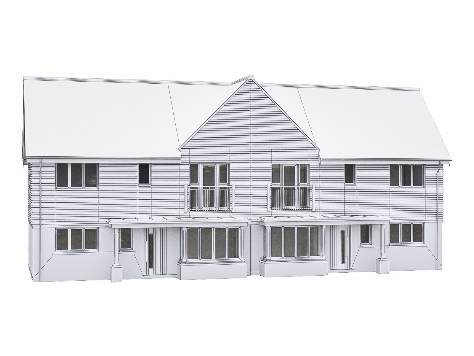 Neighborhood Houses P01 Low-poly 3D model_1