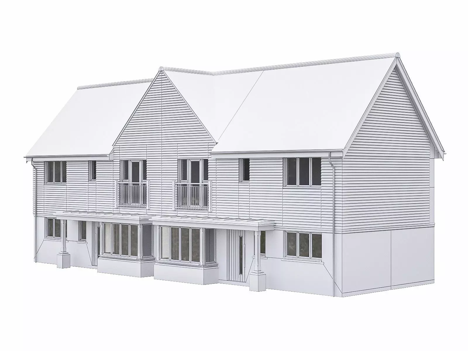 Neighborhood Houses P01 Low-poly 3D model_0