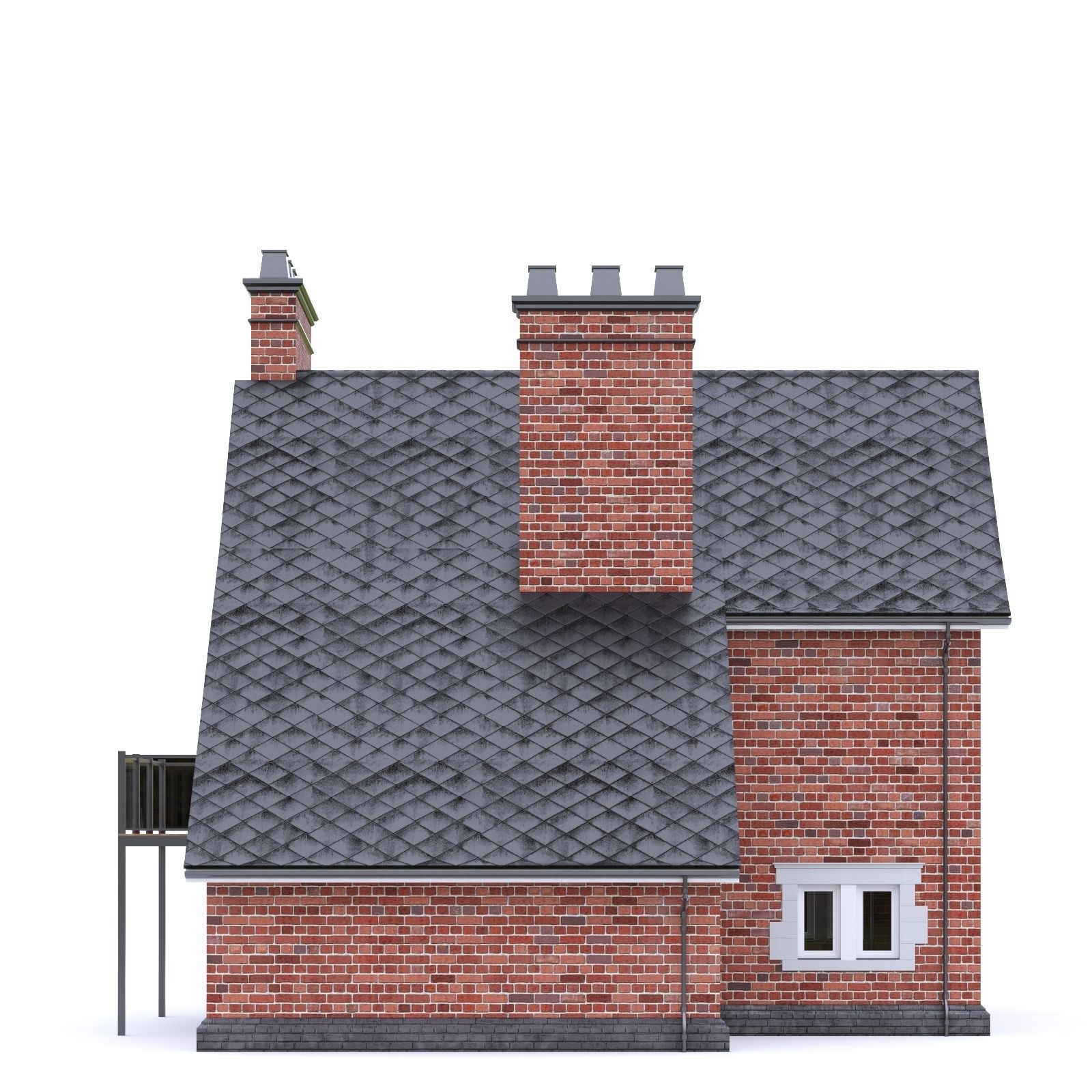English Brick House 20 Low-poly 3D model_6