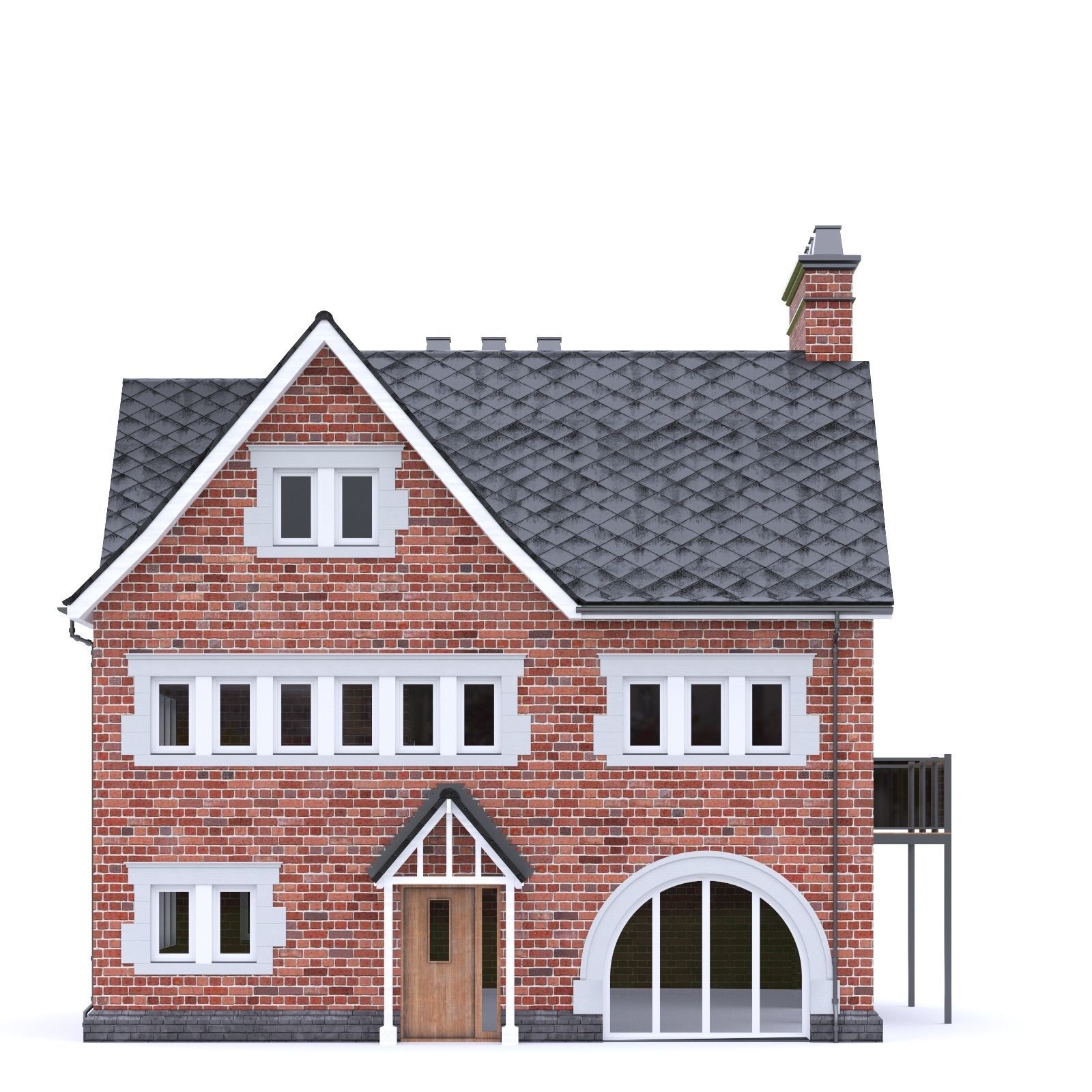 English Brick House 20 Low-poly 3D model_3