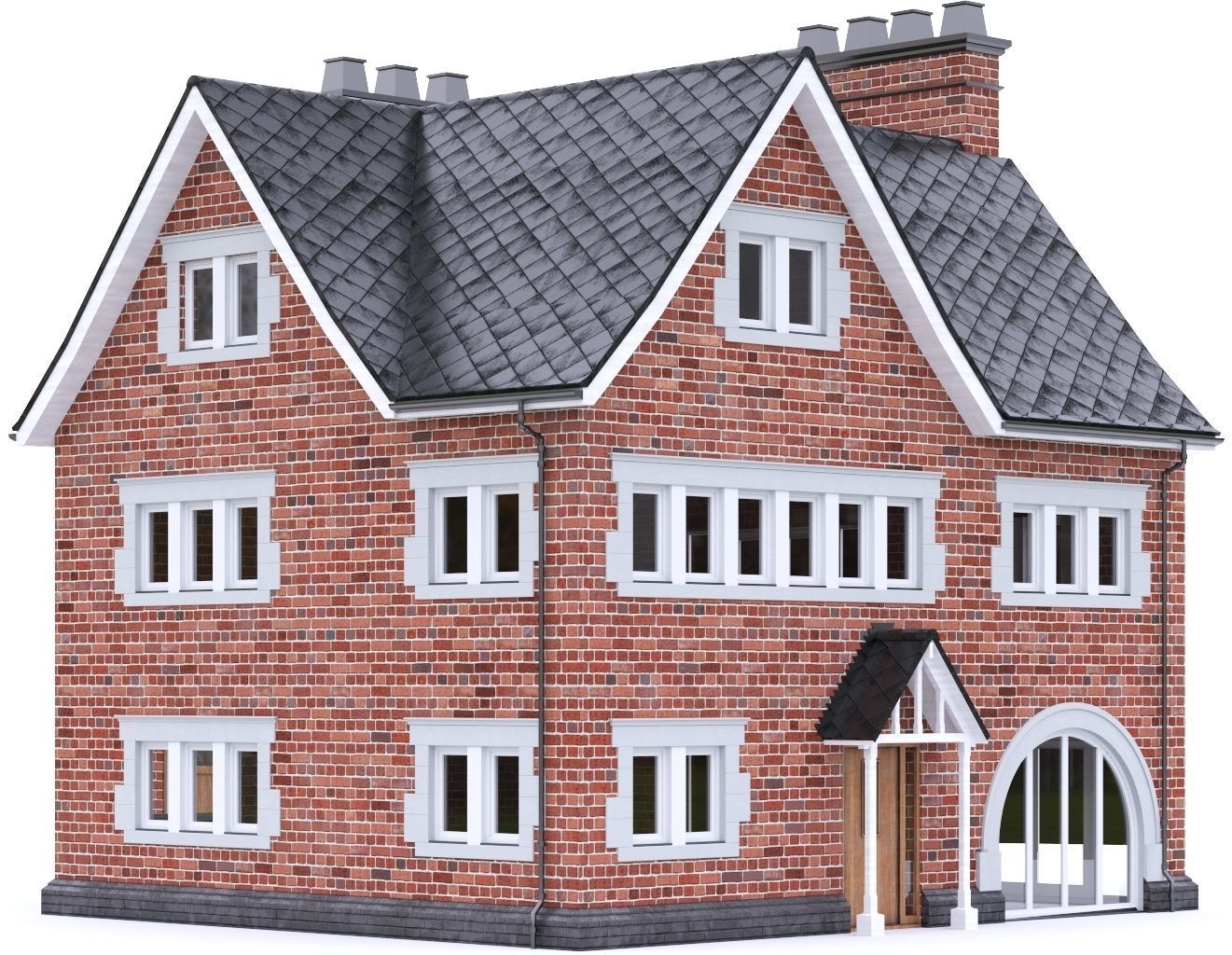 English Brick House 20 Low-poly 3D model_10