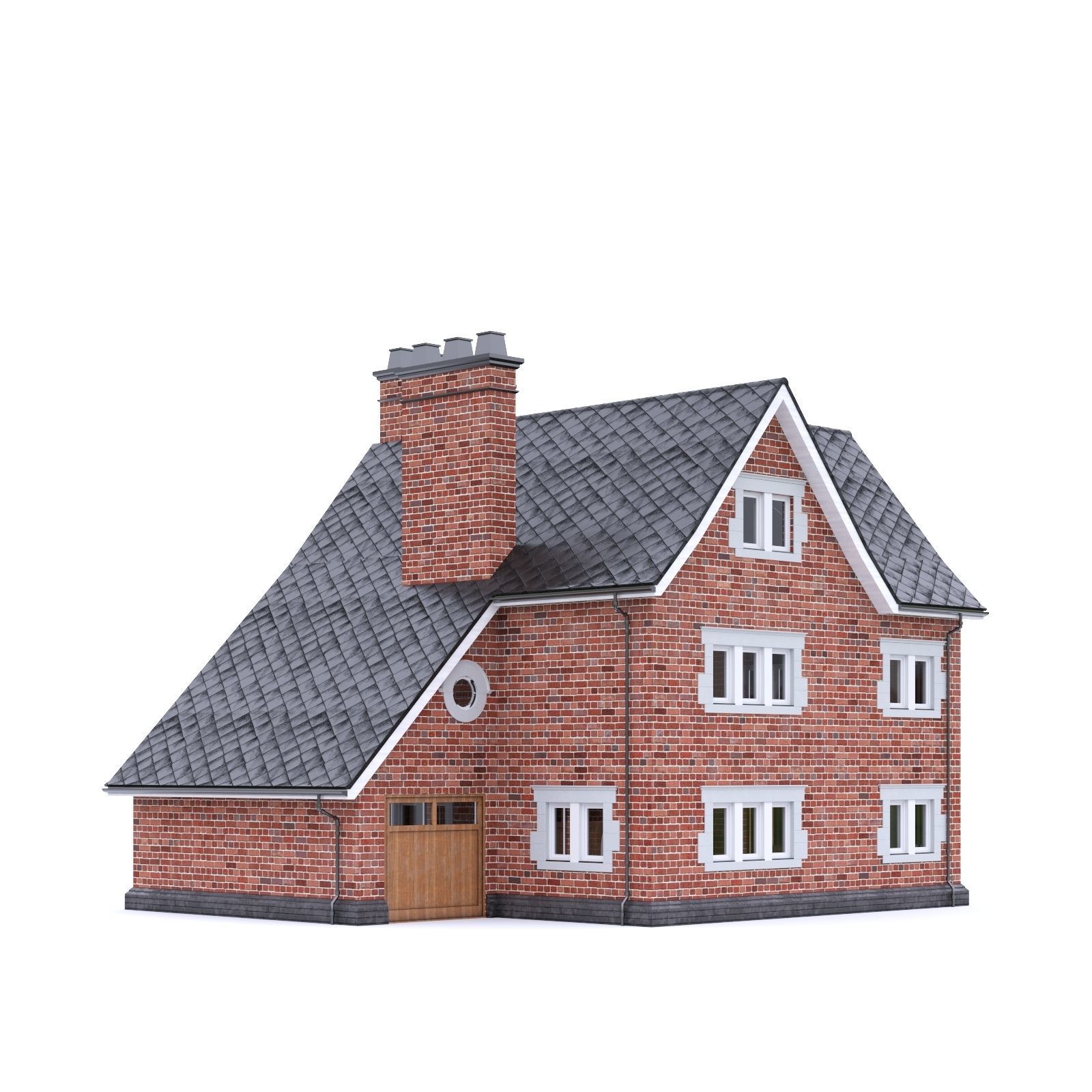 English Brick House 20 Low-poly 3D model_7