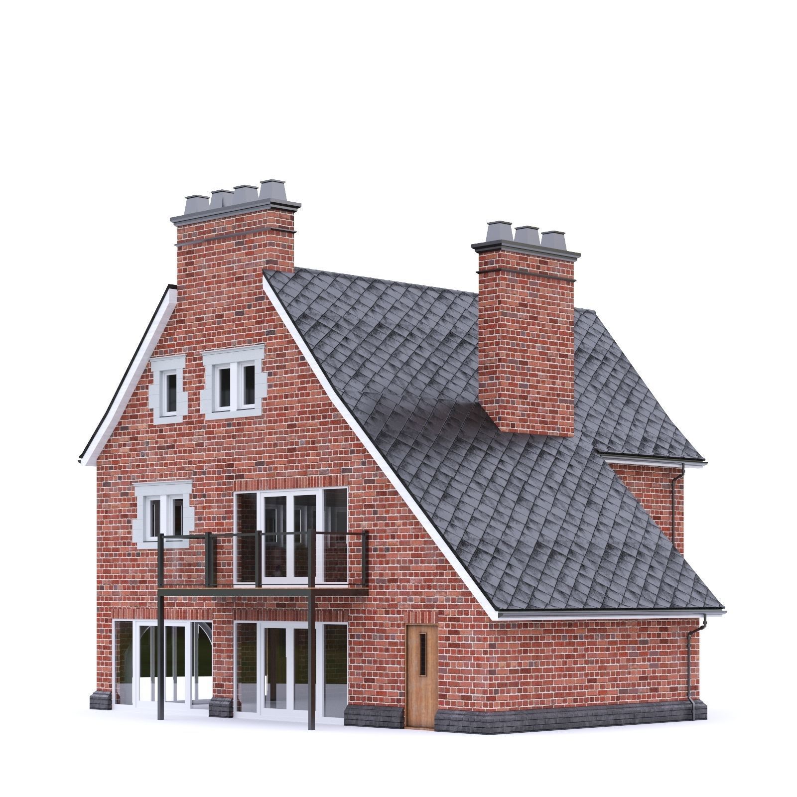English Brick House 20 Low-poly 3D model_5