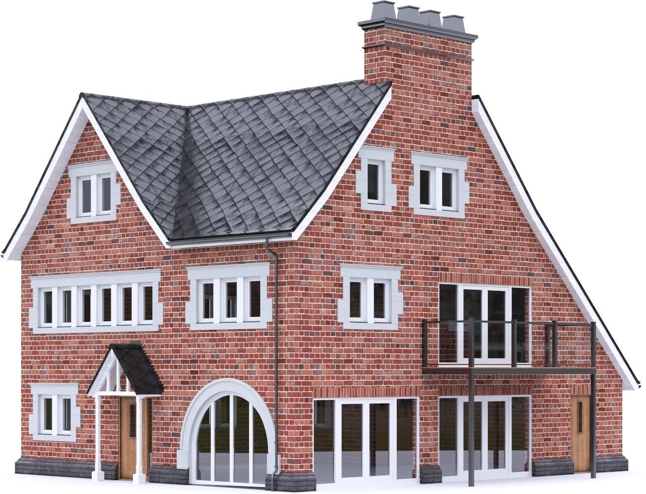 English Brick House 20 Low-poly 3D model_12