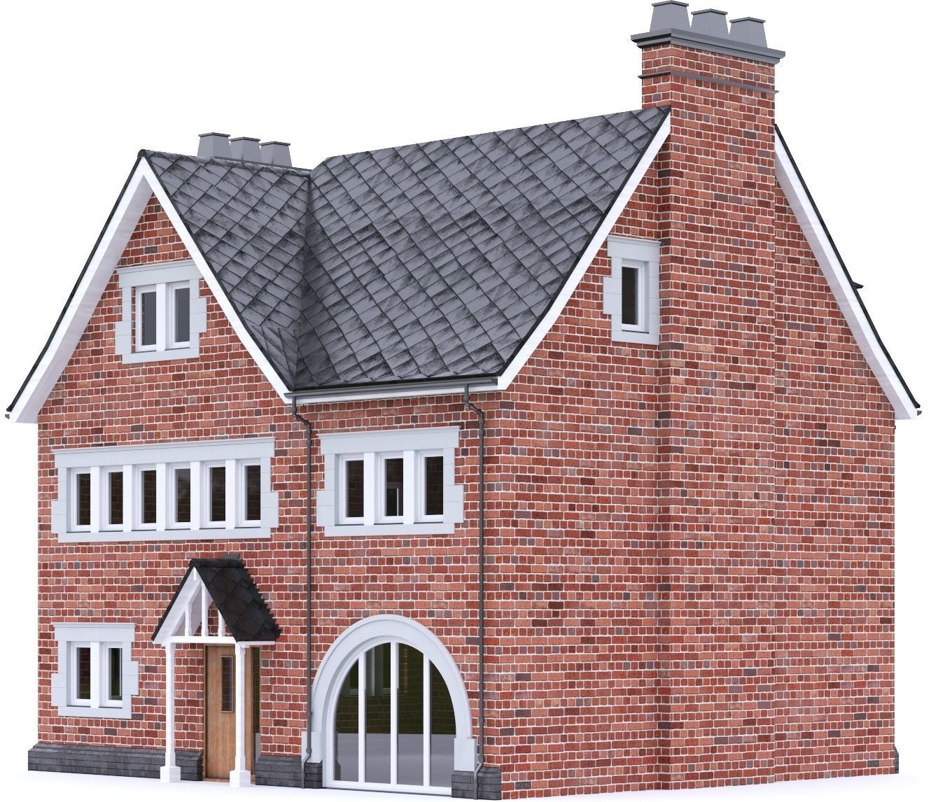 English Brick House 19 Low-poly 3D model_11