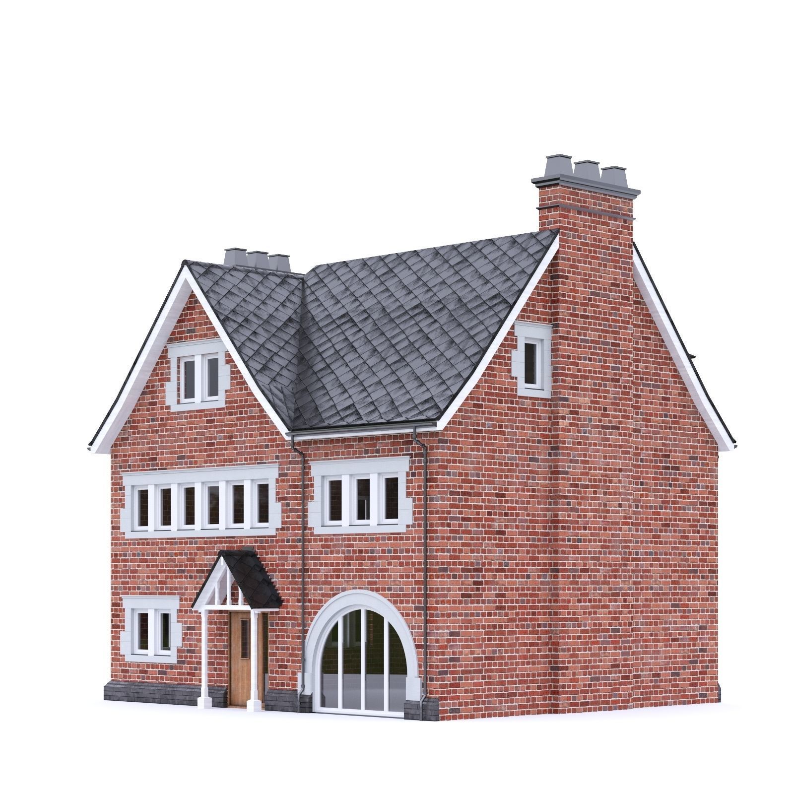 English Brick House 19 Low-poly 3D model_5