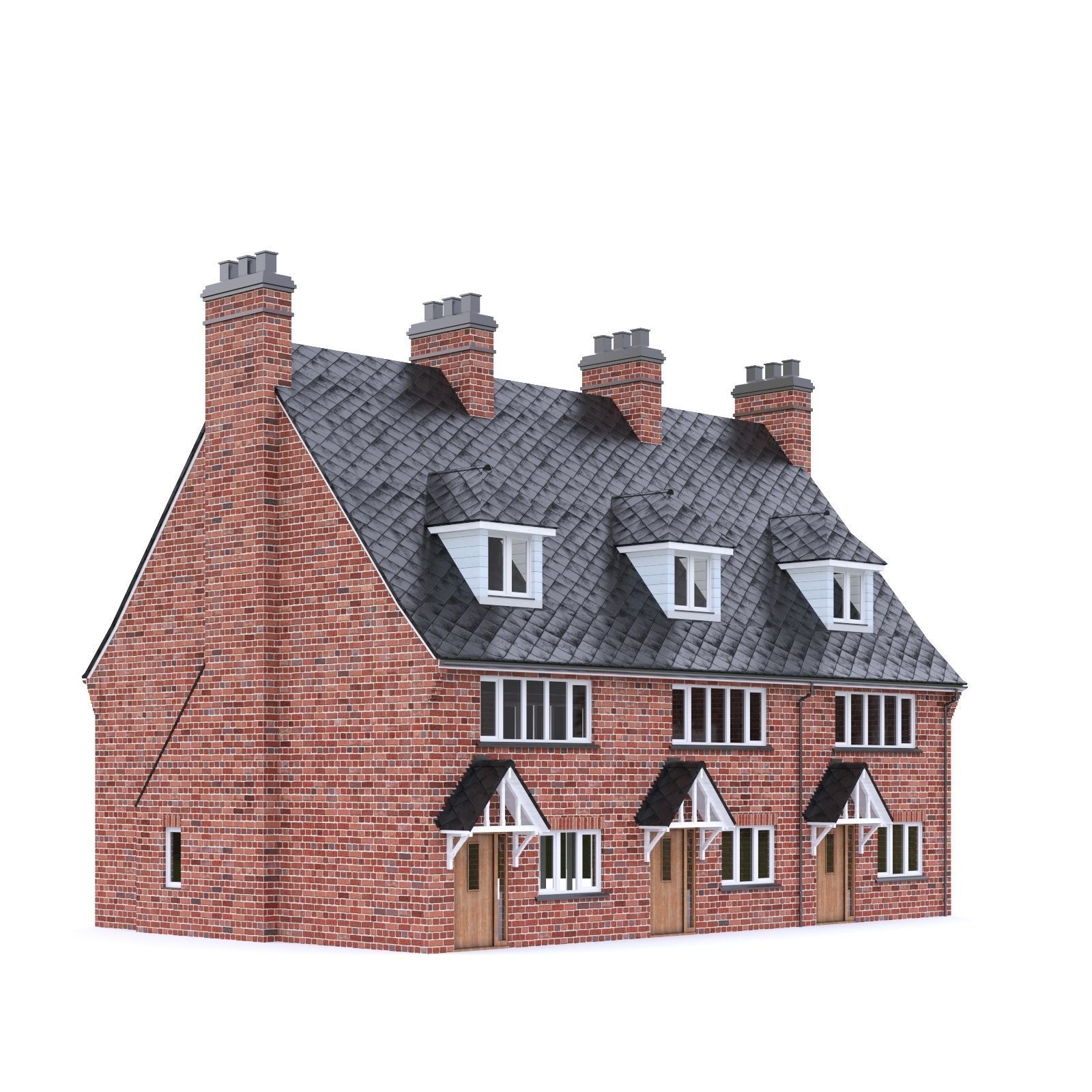 English Brick House 17 Low-poly 3D model_7