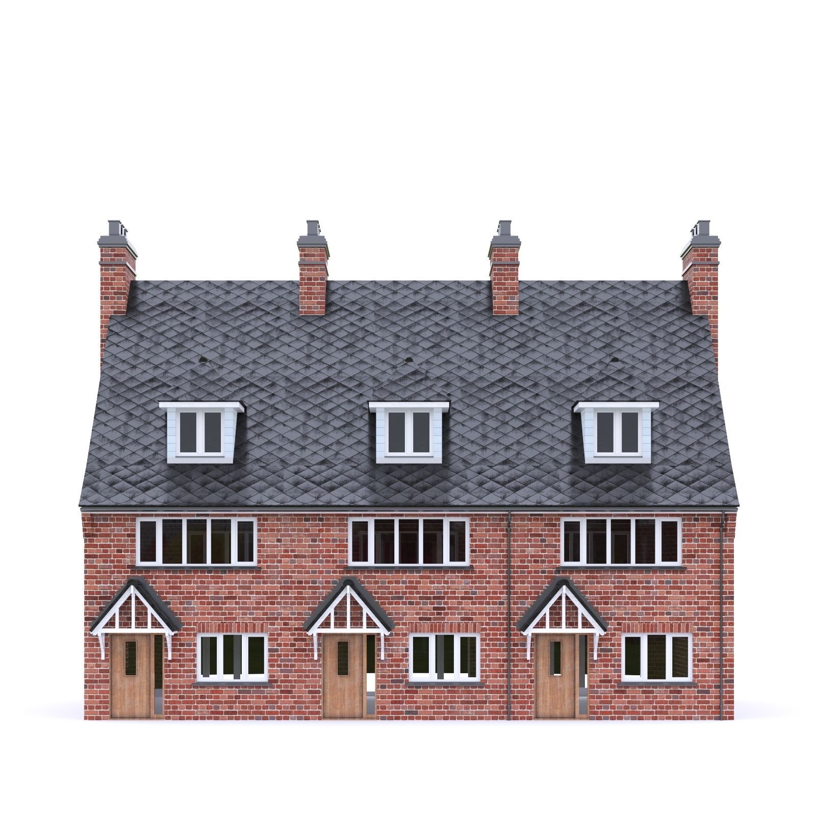 English Brick House 17 Low-poly 3D model_5
