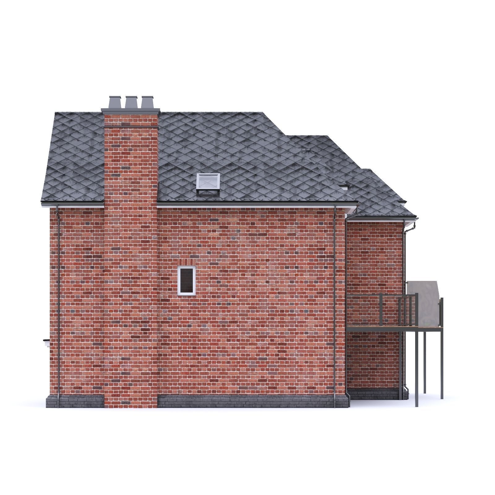 English Brick House 16 Low-poly 3D model_5