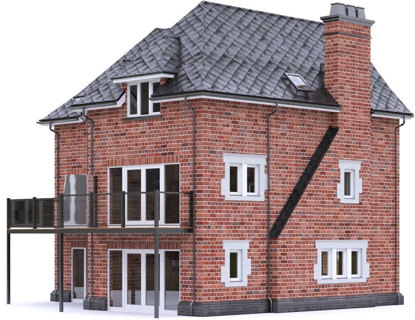 English Brick House 16 Low-poly 3D model_16