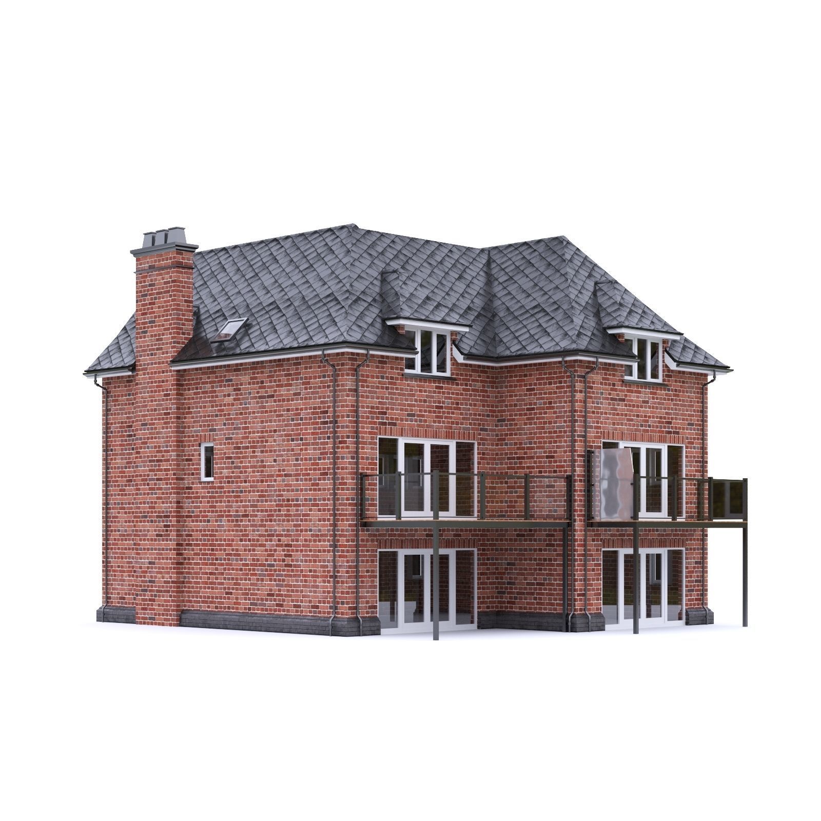English Brick House 16 Low-poly 3D model_6