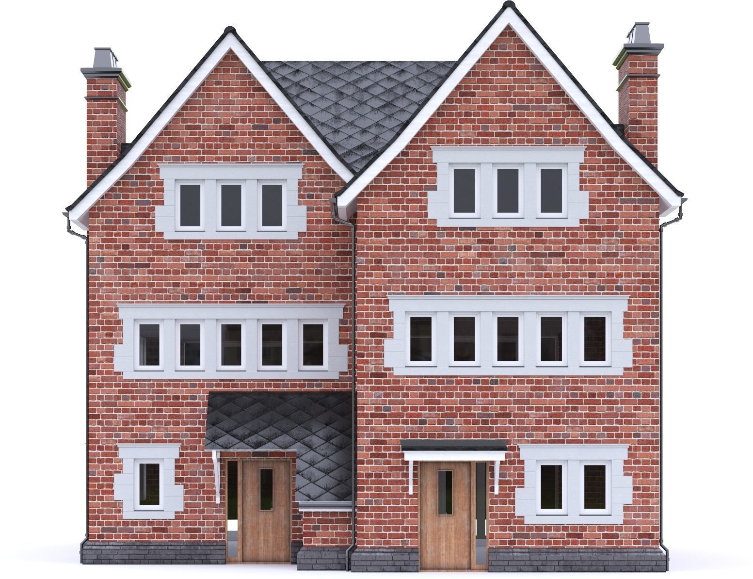 English Brick House 16 Low-poly 3D model_11