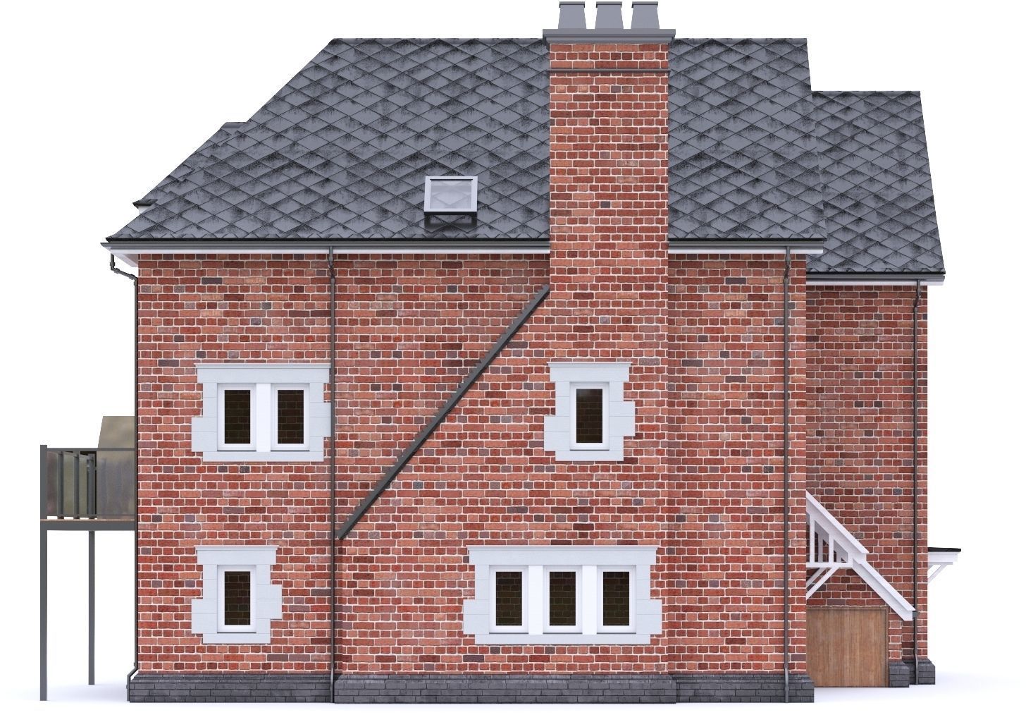 English Brick House 16 Low-poly 3D model_17