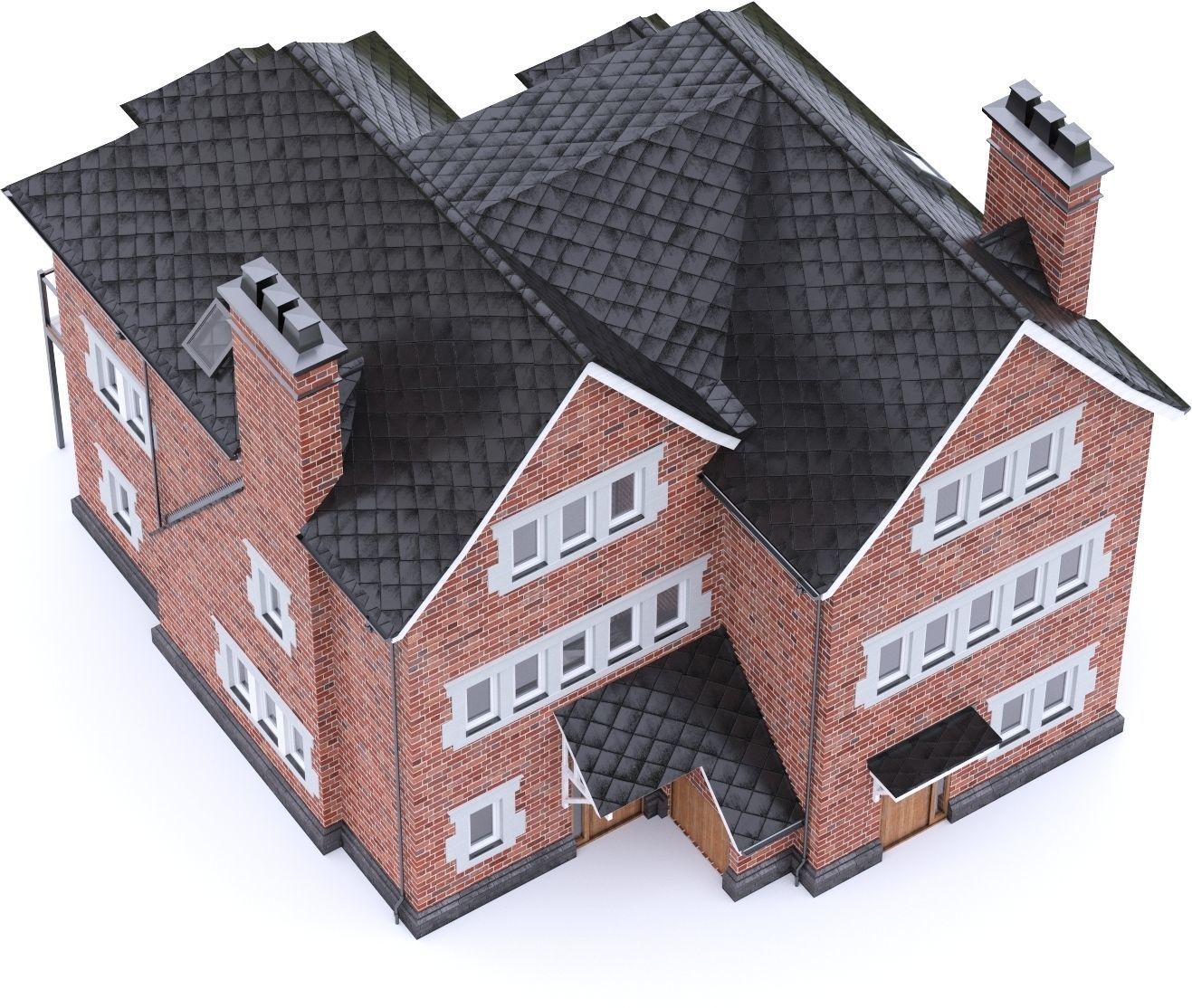 English Brick House 16 Low-poly 3D model_10