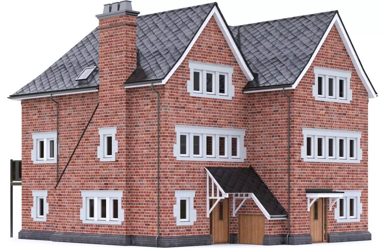 English Brick House 16 Low-poly 3D model_0