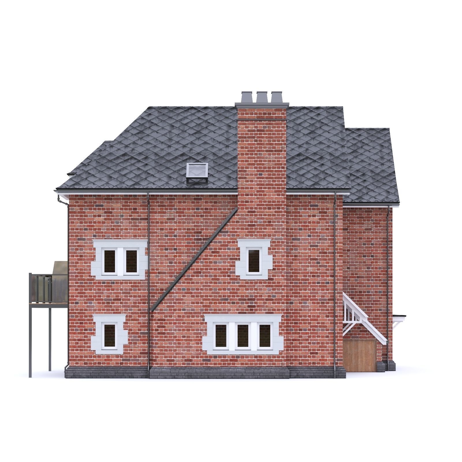English Brick House 16 Low-poly 3D model_9
