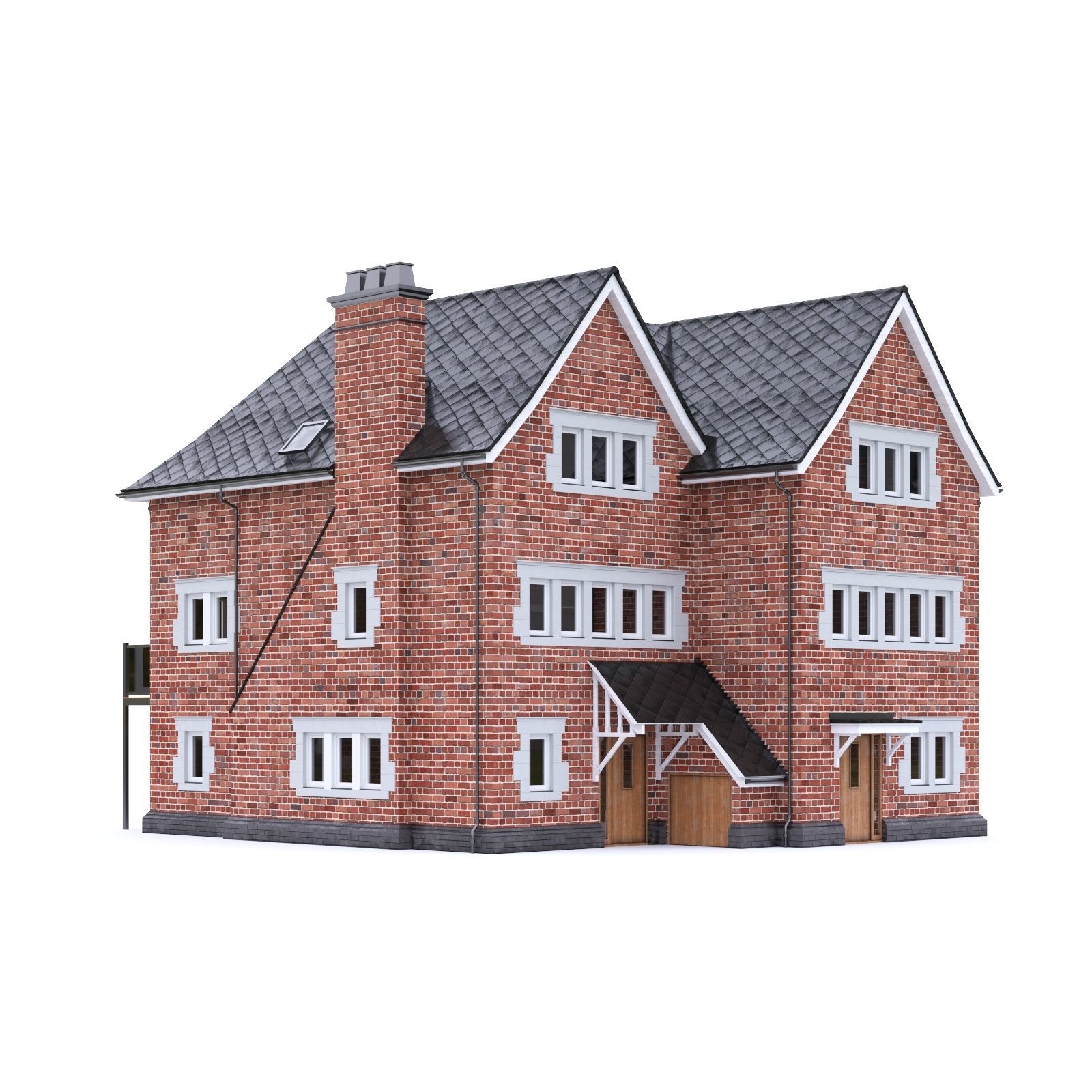 English Brick House 16 Low-poly 3D model_2