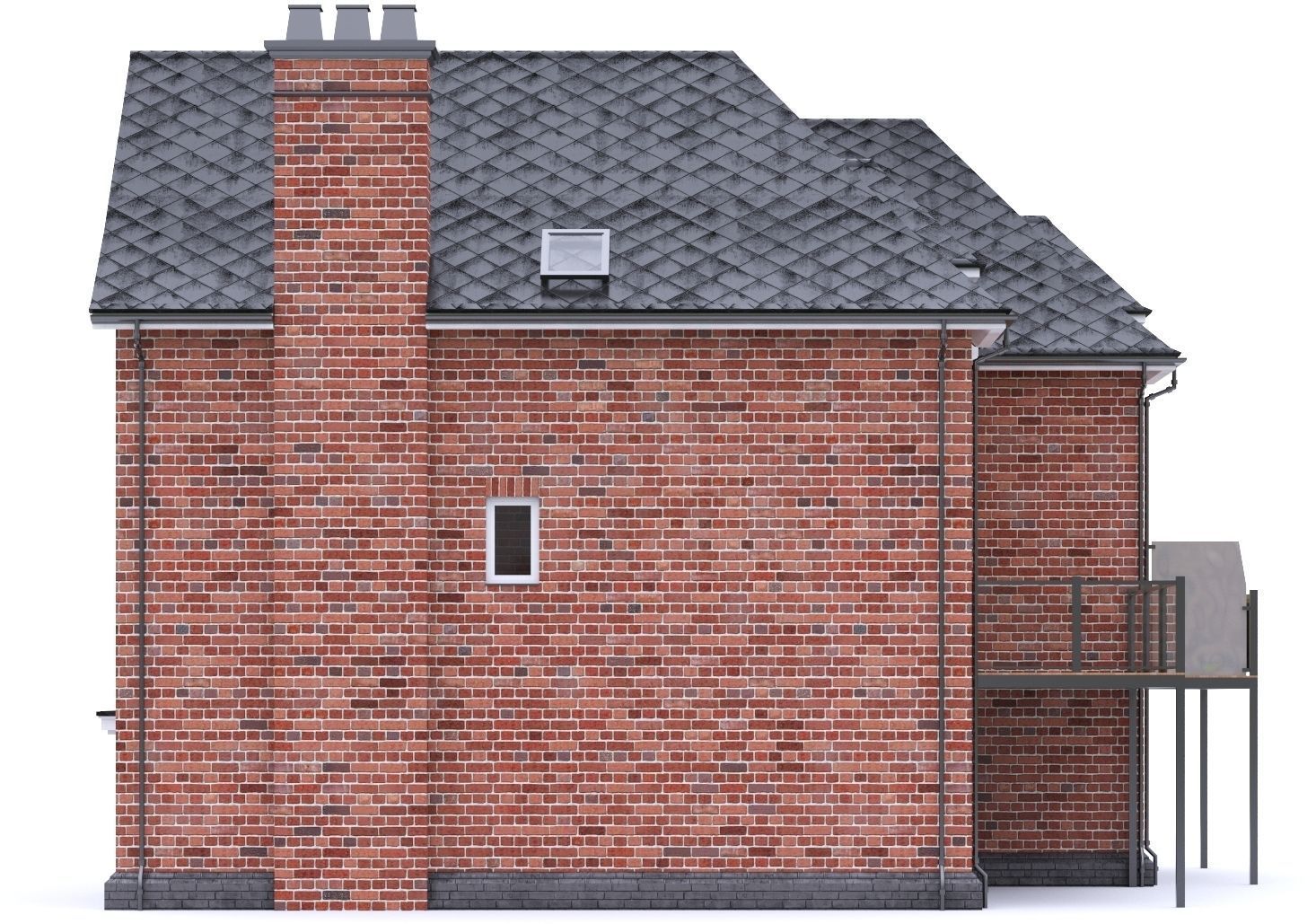 English Brick House 16 Low-poly 3D model_13