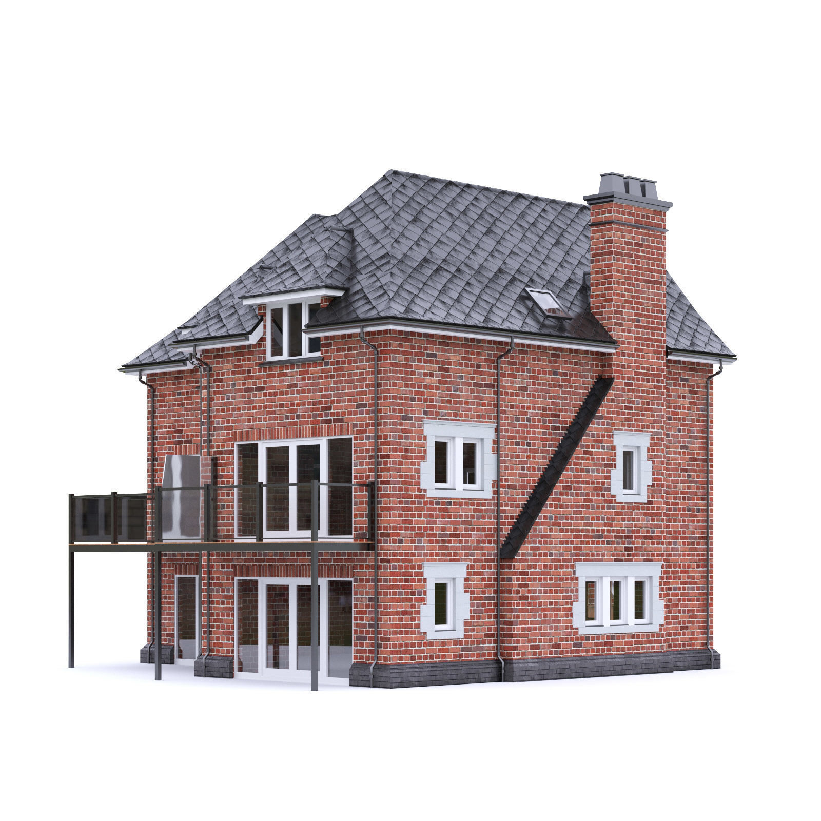 English Brick House 16 Low-poly 3D model_8