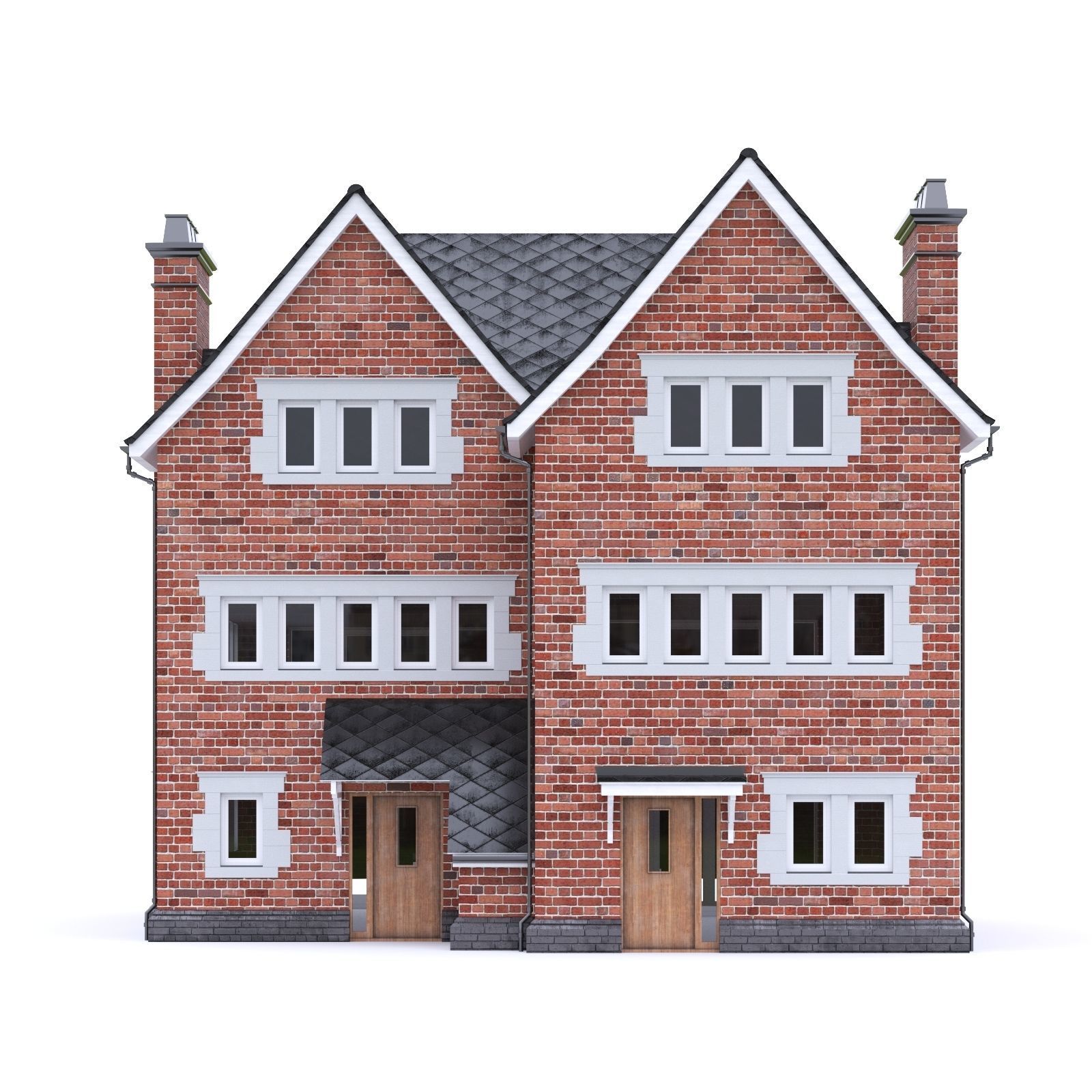 English Brick House 16 Low-poly 3D model_3