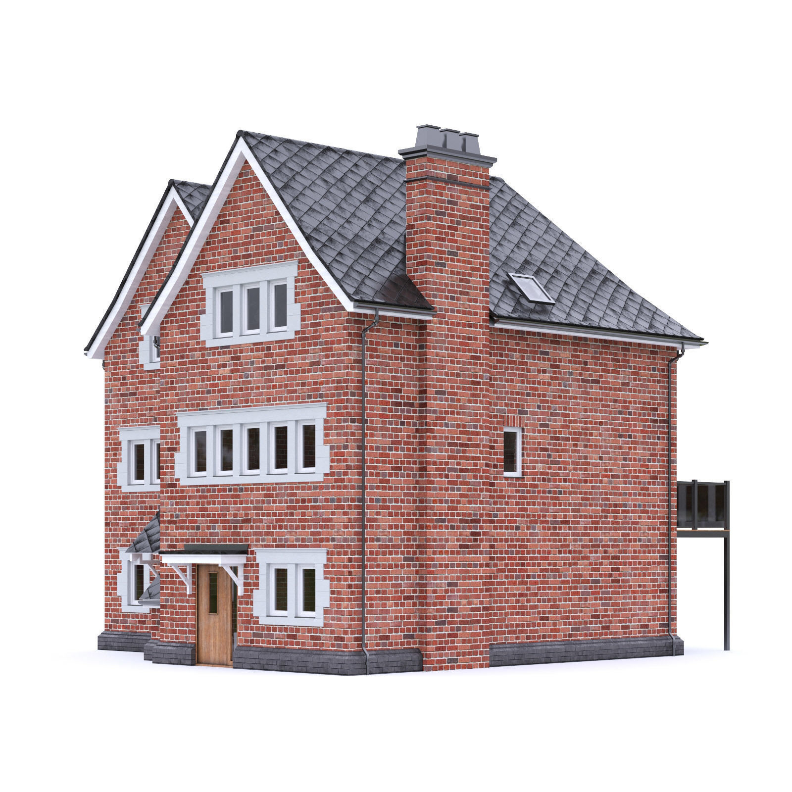 English Brick House 16 Low-poly 3D model_4