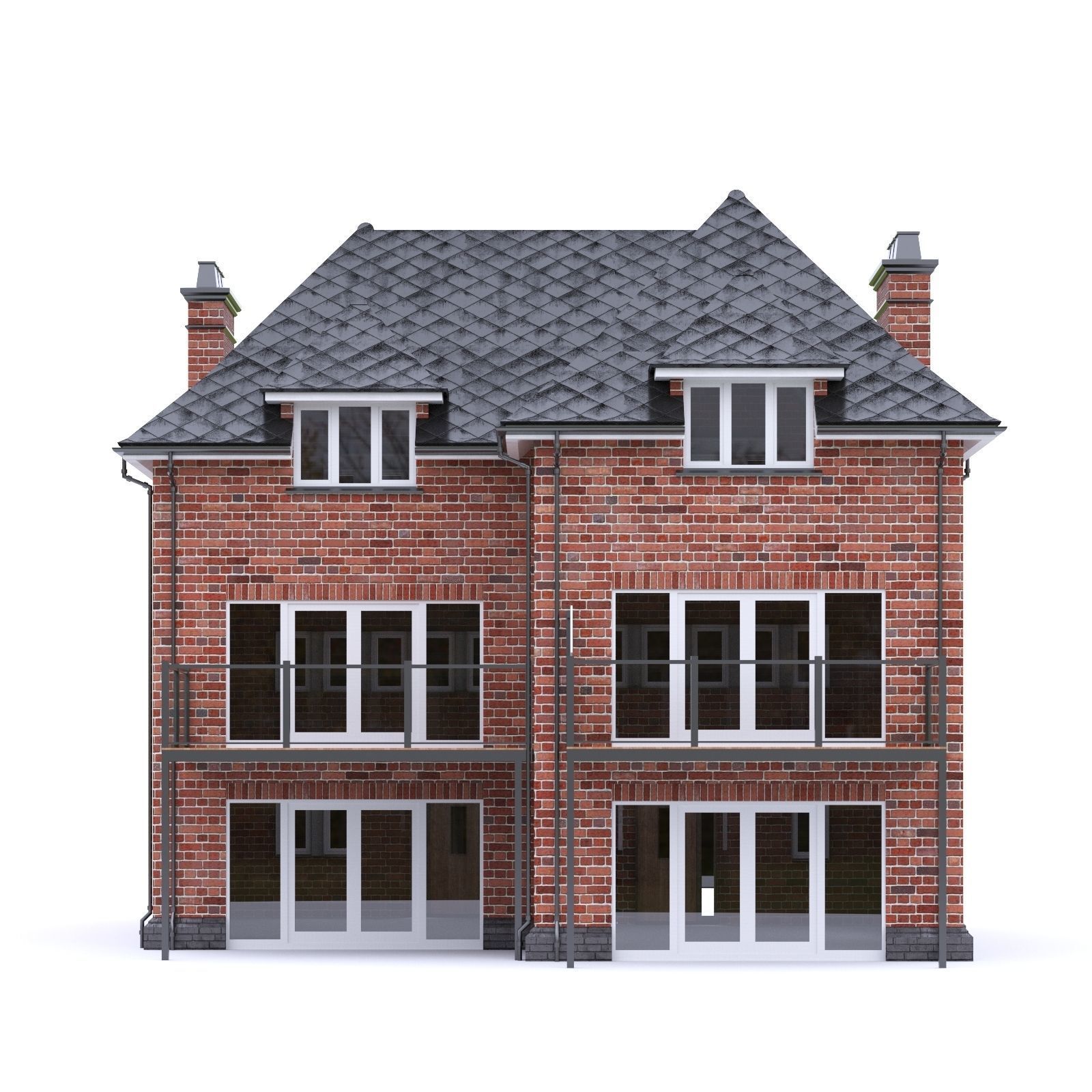 English Brick House 16 Low-poly 3D model_7