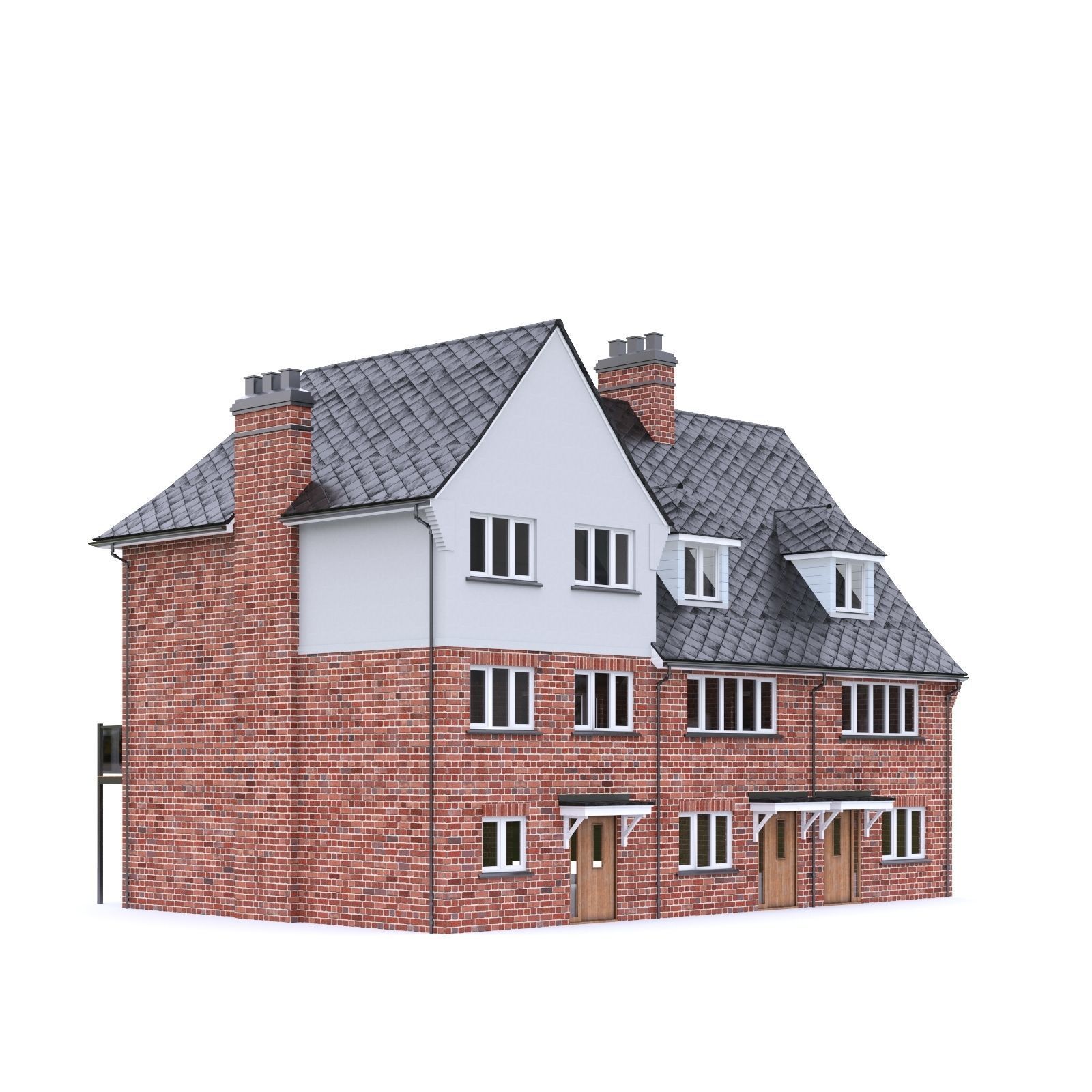 English Brick House 15 Low-poly 3D model_1